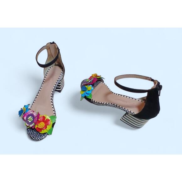Women's Betsy Johnson Lore Floral Flower Ankle Strap Sandal Multi-color Size 6.5 - Picture 5 of 13